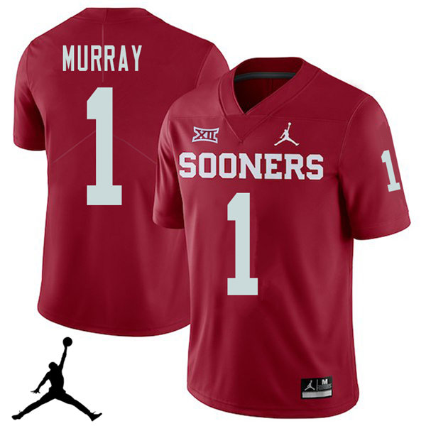 Jordan Brand Men #1 Kyler Murray Oklahoma Sooners 2018 College Football Jerseys Sale-Crimson